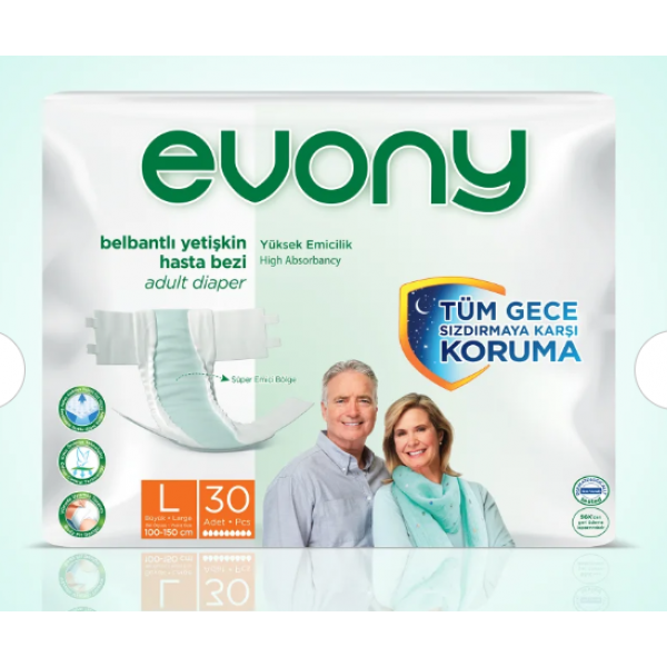 EVONY  Belbantlı Hasta Bezi Orta BOY ( Medium ) 30 ADET