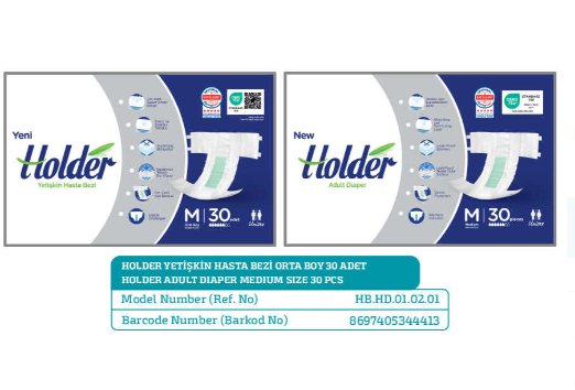 HOLDER  Belbantlı Hasta Bezi Orta BOY ( Medium ) 30 ADET