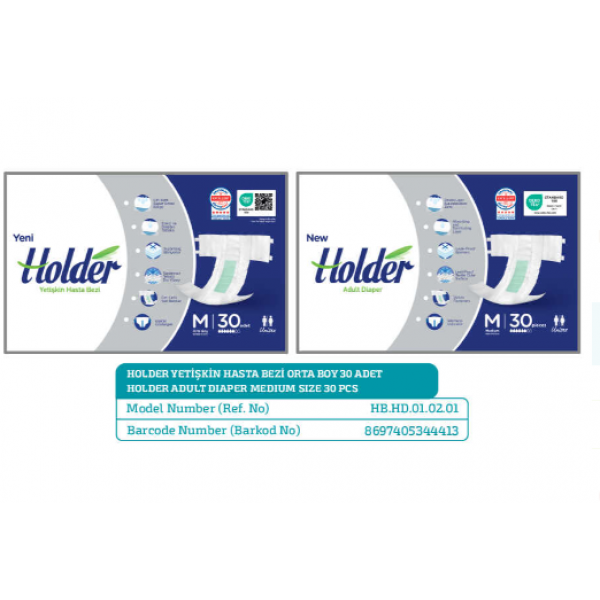 HOLDER  Belbantlı Hasta Bezi Orta BOY ( Medium ) 30 ADET